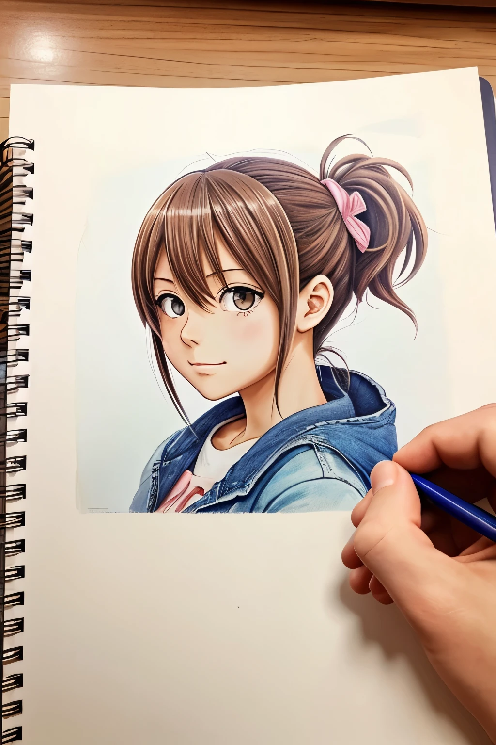 Anime girl messing around with a pencil