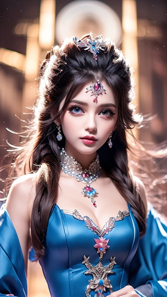 8k ultra high definition, elder brother, one-girl, Good face, Detailed pubic hair, The eye, beautifullips, Hair very red, Spread your hair, medium, wedding gown, blue dress, In Park, Birds in flight, Windy, beautiful weather, sitted, Full body capture,