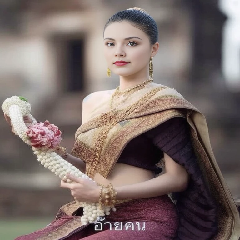 Close-up of woman in red dress with gold accessories, traditional beauty, Sukhothai dress, traditional art, traditional, Dilraba Dilmurat, Very beautiful Enga style., Niwan Chandra, traditional dress, traditional tai costume, In Lammanh style, traditional clothes, According to Thawan Duchanee&#39;s style, traditional chinese
