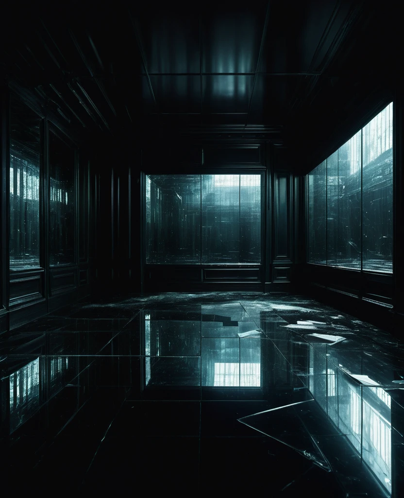 A dark alternate dimension distorted glass room