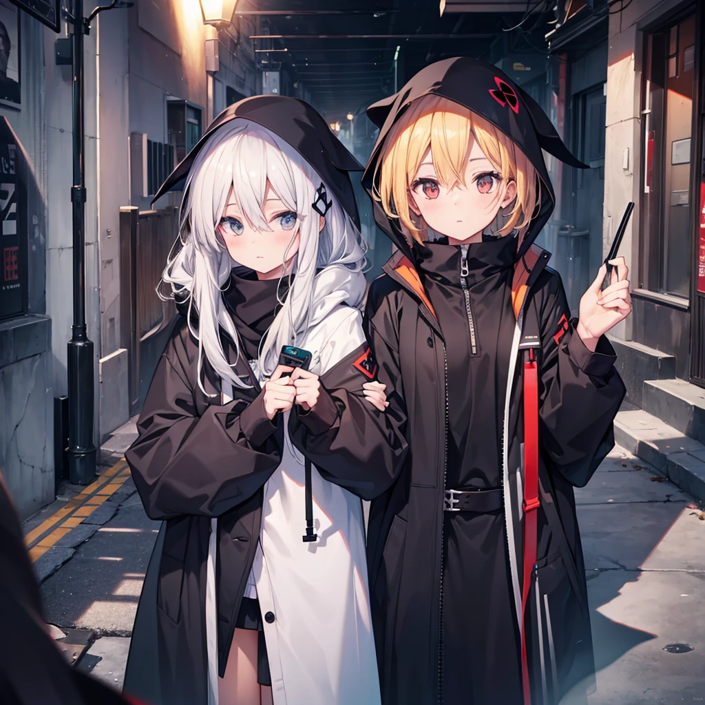 (((Grim Reaper's Scythe))) (((Gray Hair Short Hair blue eyes girl))),((night full moon My own big wings)),(Wearing a hood Black camisole Purple light), A tense look Shining Background Shining Edge