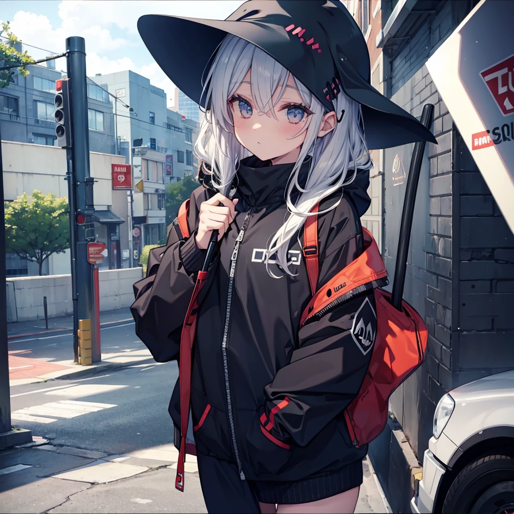 (((Grim Reaper's Scythe))) (((Gray Hair Short Hair blue eyes girl))),((night full moon My own big wings)),(Wearing a hood Black camisole Purple light), A tense look Shining Background Shining Edge