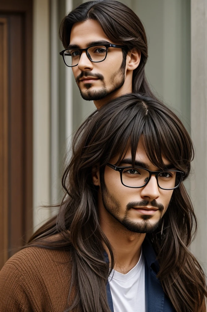 Create a male pedagogy student with medium-long hair and glasses 