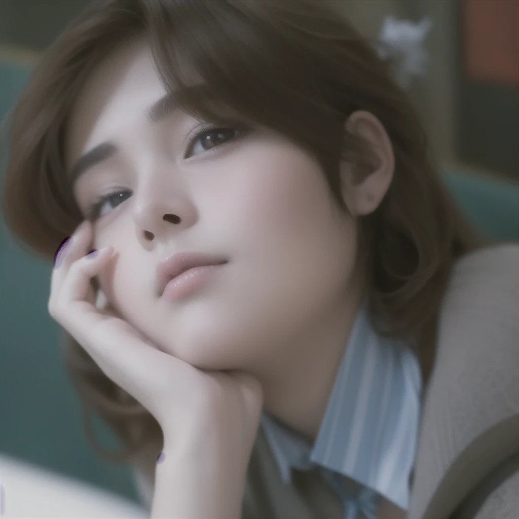 best quality, masterpiece, (realistic:1.2), 1 girl, brown hair, brown eyes,Front, detailed face, beautiful eyes