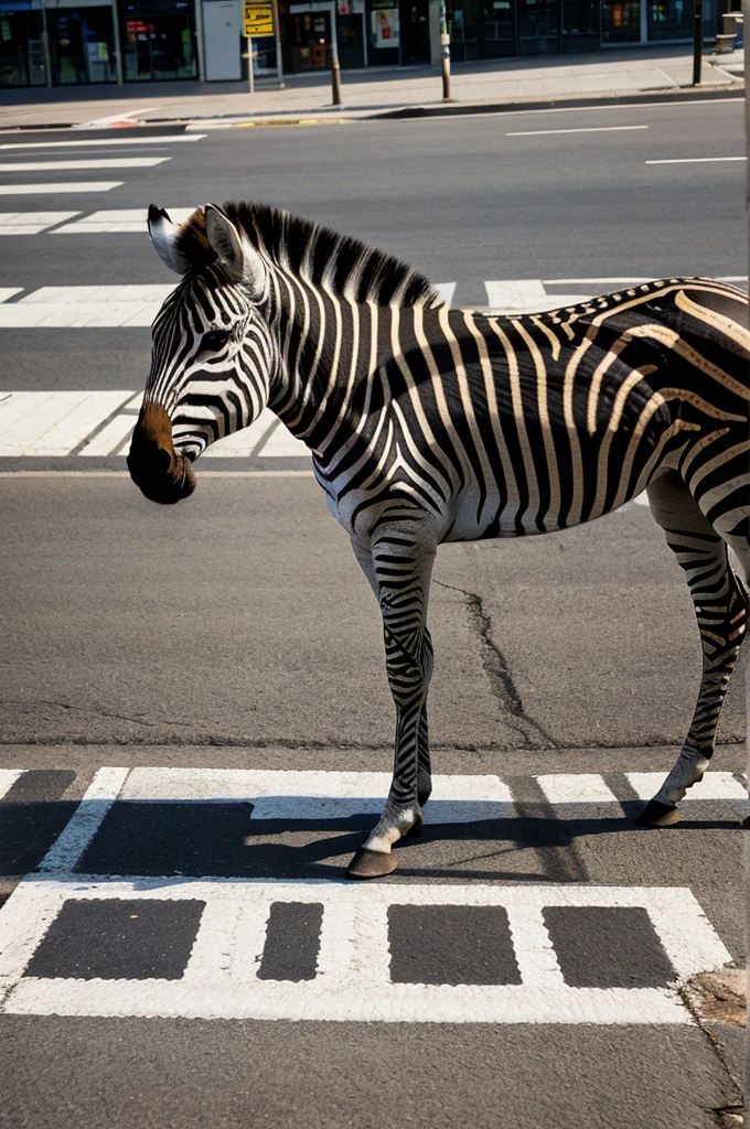 A zebra at zebra crossing 