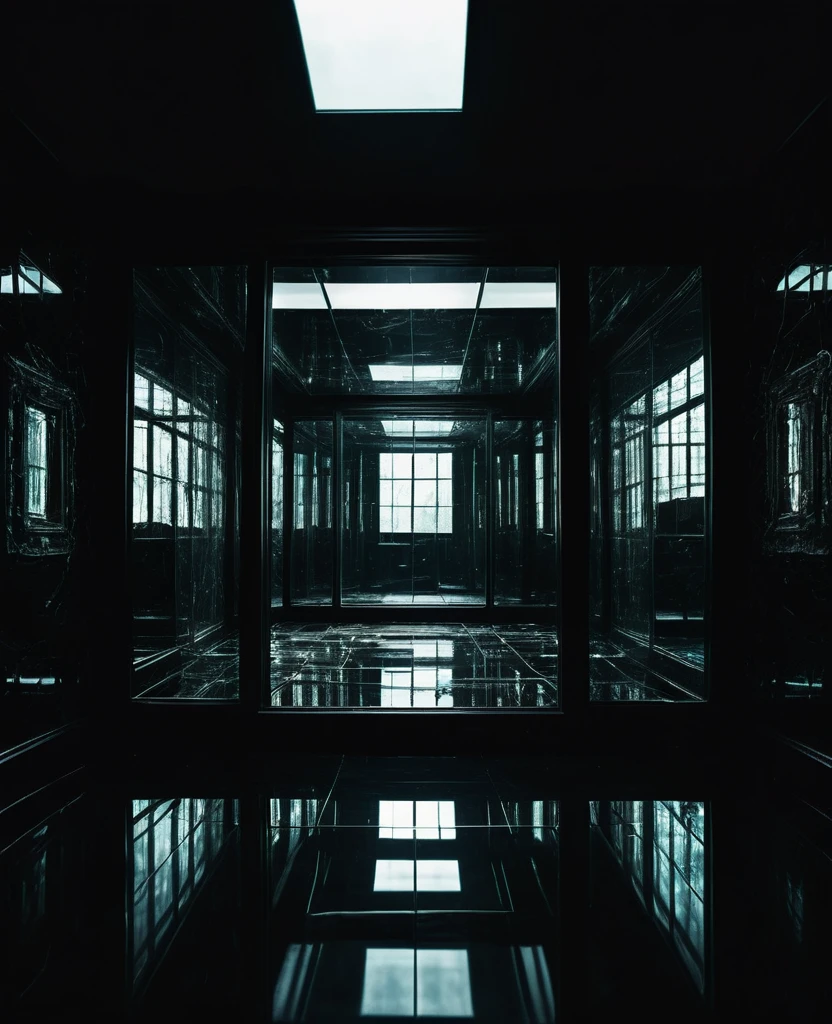 A dark alternate dimension distorted glass room