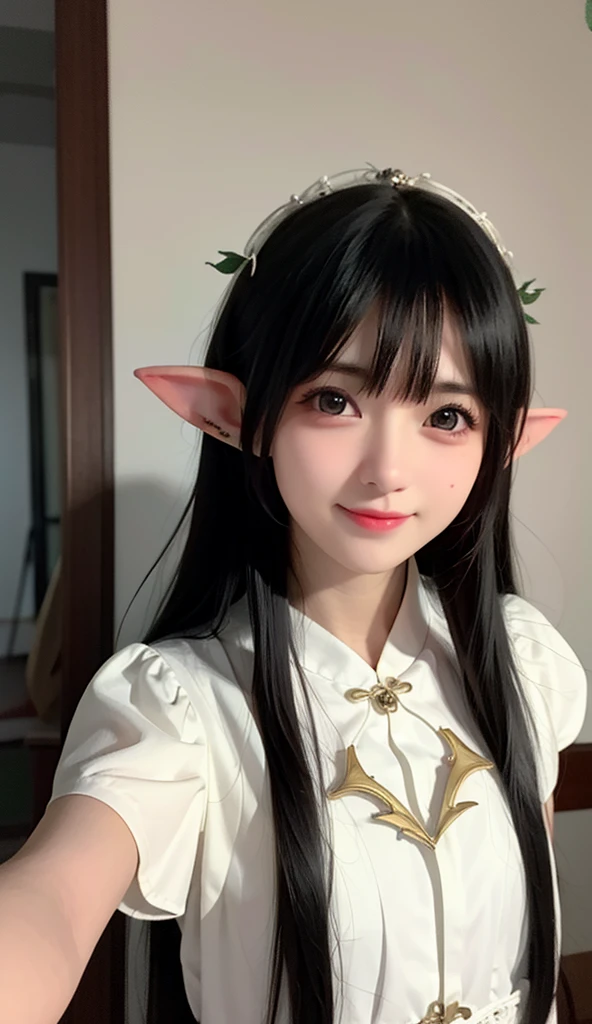 1girl in、AS-Adult、Cute Elf、Forester、(small tits)、Upper body portrait、