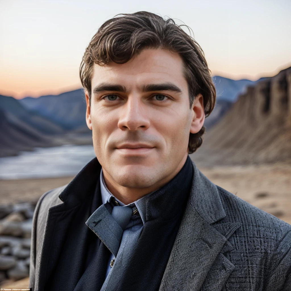 keep his face but do it in different positions, and with different clothes, he is a calm and serious gentleman, an intellectual scholar and geologist