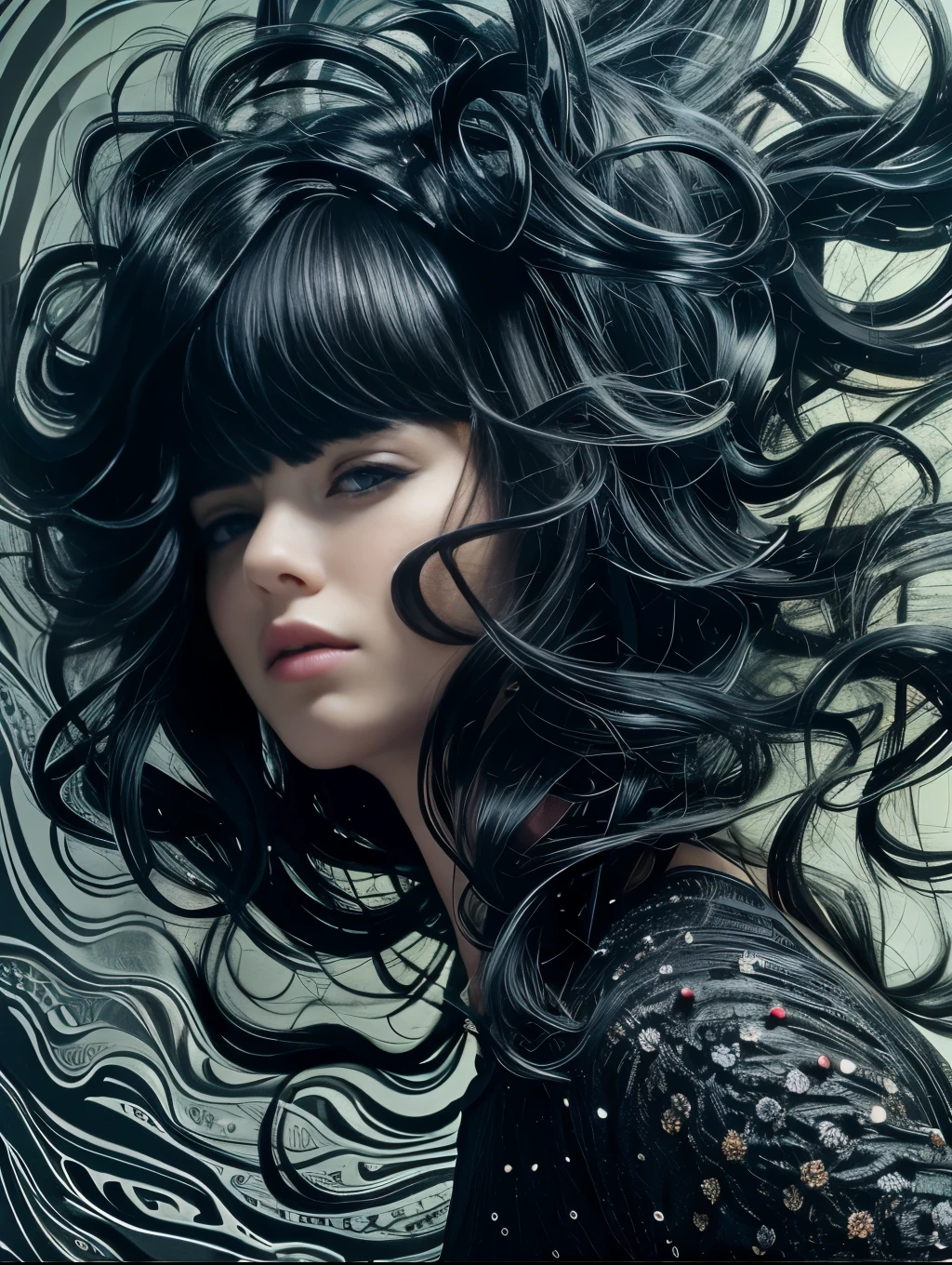 black hair, Surrealism, 8k, super detail