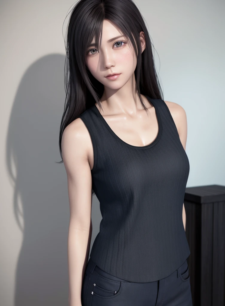 high quality picture, masutepiece, detailed hair texture, Detailed skin texture, Detailed Cloth Texture, 8K, Add fabric details, ultra detailed skin texture, ultra detailed photographic, Skin pores, wearing tank top,full body 