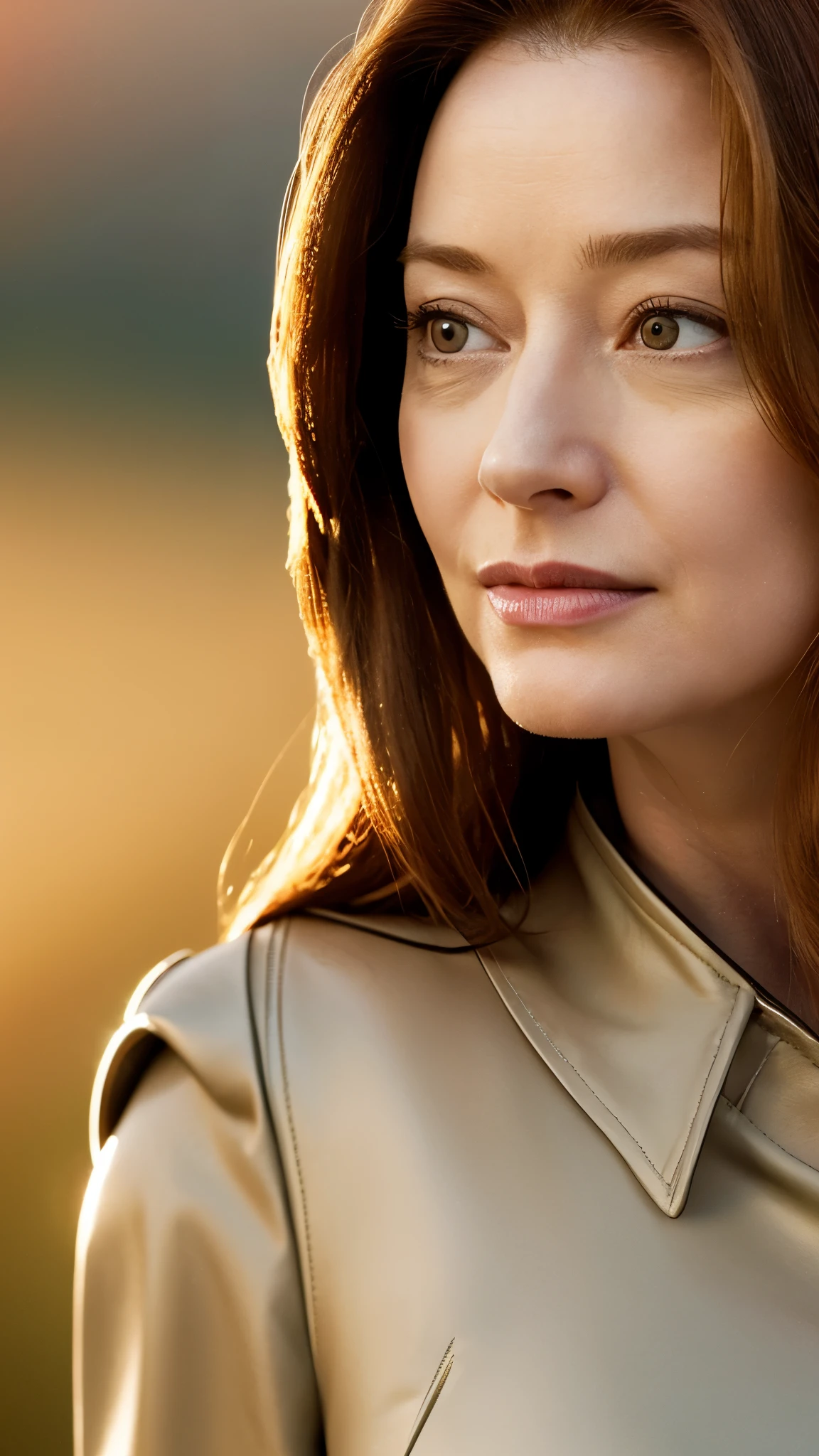 Fondo de pantalla de alta definición, sunset ,RAW, A woman,37 years old , ( SFW), [ great detail: ( eyes :Miranda Otto),( Eyelids : vesper lynd),(between eyebrows:vesper lynd),(Eyebrows : Vesper lynd),(forehead: vesper lynd),(nose:Miranda Otto),(boca: Miranda Otto),(jawline: Miranda Otto), ( jaw angle: Vesper lynd) ,( breasts: Vesper lynd),(legs : vesper lynd), wears a black leather jacket