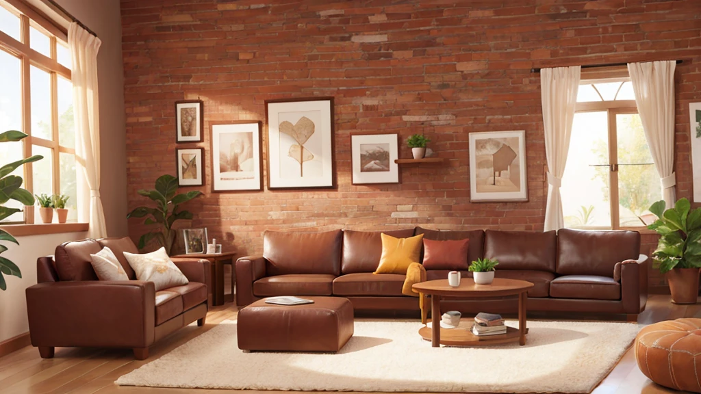 studio , sofa, brown wall