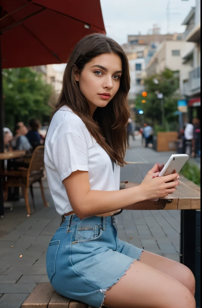 Subject and Attributes:
Main Subject: Woman with long brunette hair styled in twin buns
Additional Attributes: Engrossed in reading or interacting with a tablet, seated at a casual outdoor setting
Skin Tone: Mediterranean or South American complexion
Visual Characteristics:
Camera Angle/Shot Type: Medium shot, capturing her seated position and her immediate surroundings
Lighting: Natural, ambient light typical of a shaded outdoor setting
Art Style/Aesthetic: Photorealistic, focusing on natural expressions and casual style
Color Scheme: Earth tones from the outdoor café setting, with dark hues of the brunette hair and casual clothing
Surrounding Environment: Outdoor café with rustic wooden backdrops and casual furnishings
Descriptors of Quality: High-resolution, sharp detail, balanced composition
Using Quality Tags:
With Quality Tags: ((best quality)), woman with brunette hair styled in twin buns and Mediterranean or South American complexion, engaged with a tablet, seated at an outdoor café, casual attire, photorealistic, detailed, ambient lighting
Prompt Construction:
Combine the elements above into a cohesive prompt:
"((best quality)), woman with long brunette hair styled in twin buns and a Mediterranean or South American complexion, casually dressed, engrossed in interacting with a tablet while seated at an outdoor café. The setting includes a rustic wooden backdrop and casual furnishings, with items like a pastry, a drink, and personal accessories on the table. Medium shot with natural ambient light, capturing her reflective expression and the detailed textures of her outfit and the environment. Photorealistic style, focusing on high-resolution, sharp detail, and balanced composition."