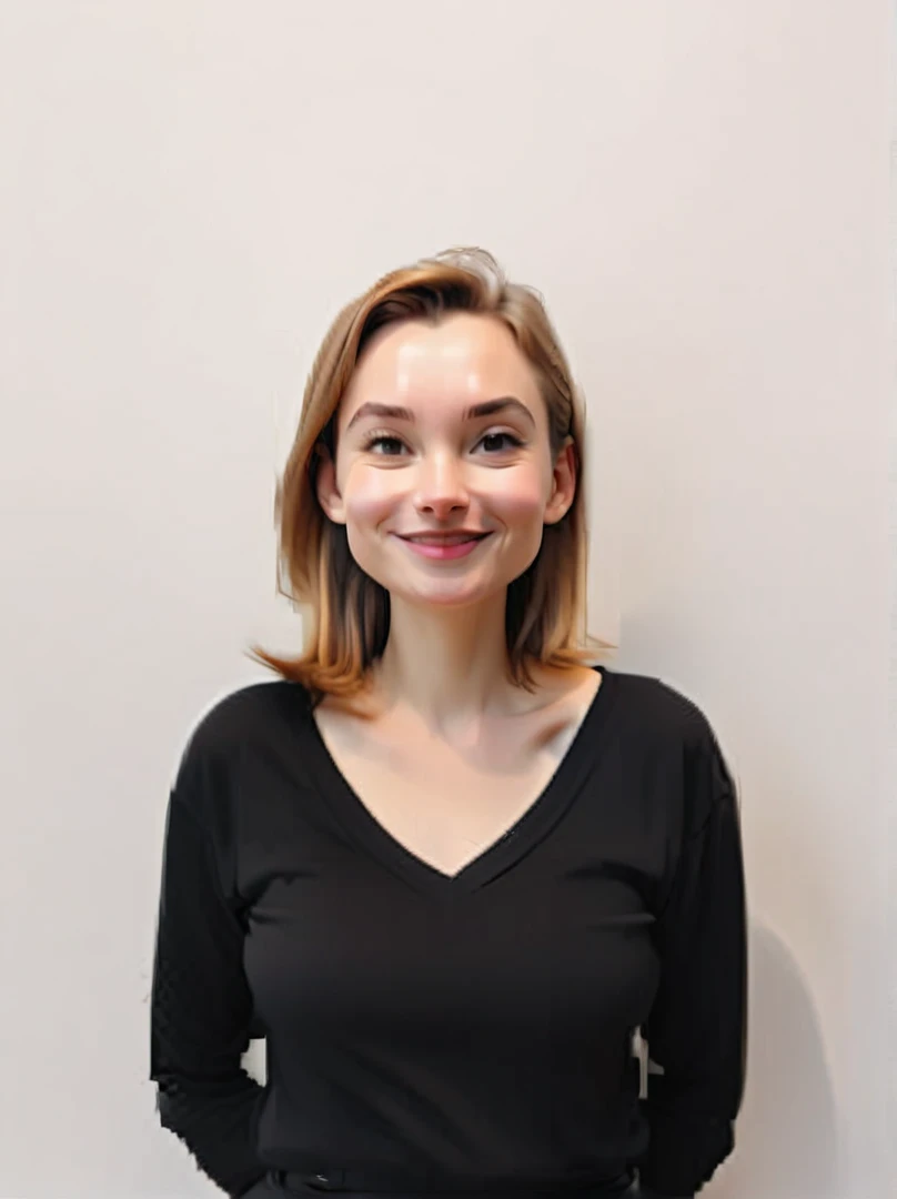 smiling woman in black shirt standing in front of a white wall, annie leibowit, full photo, amanda lilleston, aleksandra waliszewska, magdalena radziej, tekla evelina severin, nina tryggvadottir, ekaterina, katinka reinke, anna podedworna, ewa juszkiewicz