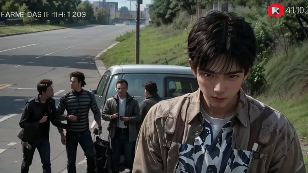 there is a young boy walking down the street with a cell phone, movie screen shot, still from a music video, scene from live action movie, HIGH QUALITY, ultra sharp, screenshot from a movie, still from a live action movie, highres, highlight scene of the movie, opening scene, screen capture, ultra fine detail, screen cap, 32k, High definition