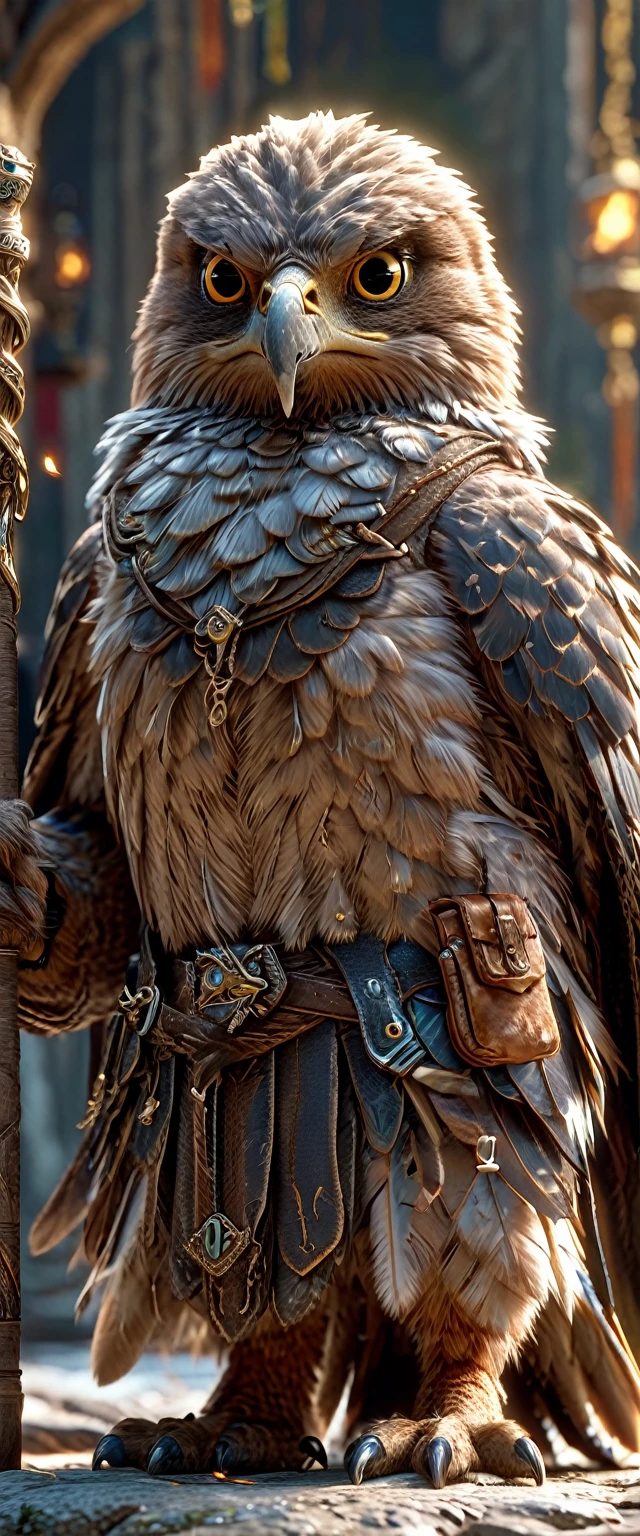 A close-up shot of a hawk, Hawk Wizard,whole body, magic circle,Carrying a walking stick, wizard dressを着ている, Dungeon Background, High resolution, masterpiece, Highest quality, Super detailed, Super detailed, Ultra-realistic,
Hong Kong Style, 3D Fluffy, Cute and adorable close-ups, Cute big round reflective eyes, Long fuzzy fur, Pixar Rendering, unreal engine Cinematic smooth, Exquisite detail, Cinematic