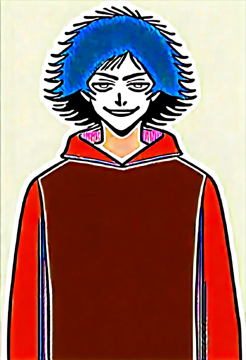 ((((white background)))), simple background, watercolor, 1 boy, standing, smile, mid-length curly hair, brown hair, light skin, green eyes, smug, teeth, front view, manga captain outfit bleach, score_9, score_8_up, score_7_up, score_6_up, score_5_up, score_4_up, BREAK source_anime, masterpiece