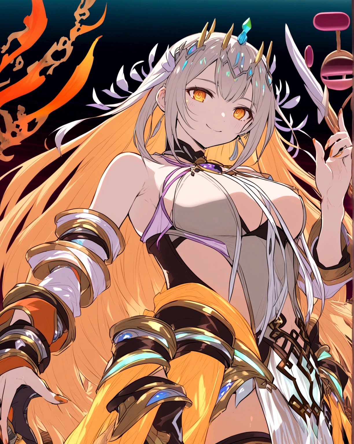 A smiling goddess on her throne.