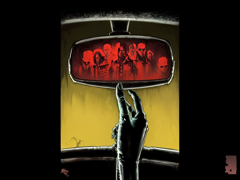 horror illustration, by Tim Doyle, martin ansin, detailed art in color, by Zoran Mušič, illustrative!!, horror artwork, album art,
