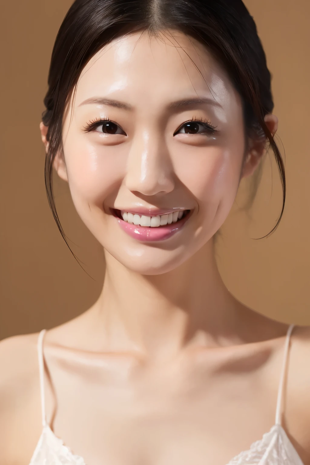 (Highest quality、Tabletop、8K、Best image quality、Award-winning works)、Beautiful woman、(Wearing only high-end lingerie:1.1)、female portrait photography、Glowing Skin、Standing Elegantly、(The simplest solid color background:1.2)、(Face close-up:1.2)、Perfect Face、Perfect Teeth、Beautiful sparkling eyes