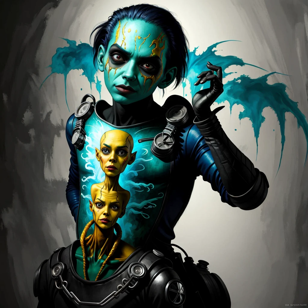 Tinfoil mutant character blending the distinct artistic techniques of Esao Andrews