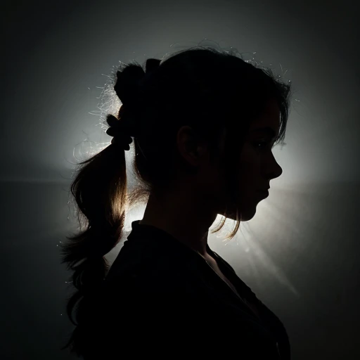 black silhouette of teenage girl with ponytail combining with bubble shapes
