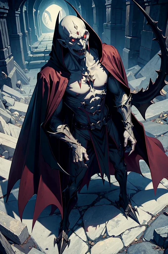 ((masterwork)) medieval ages, male nosferatu, sharp teeth, monstrous face, alone, nighttime