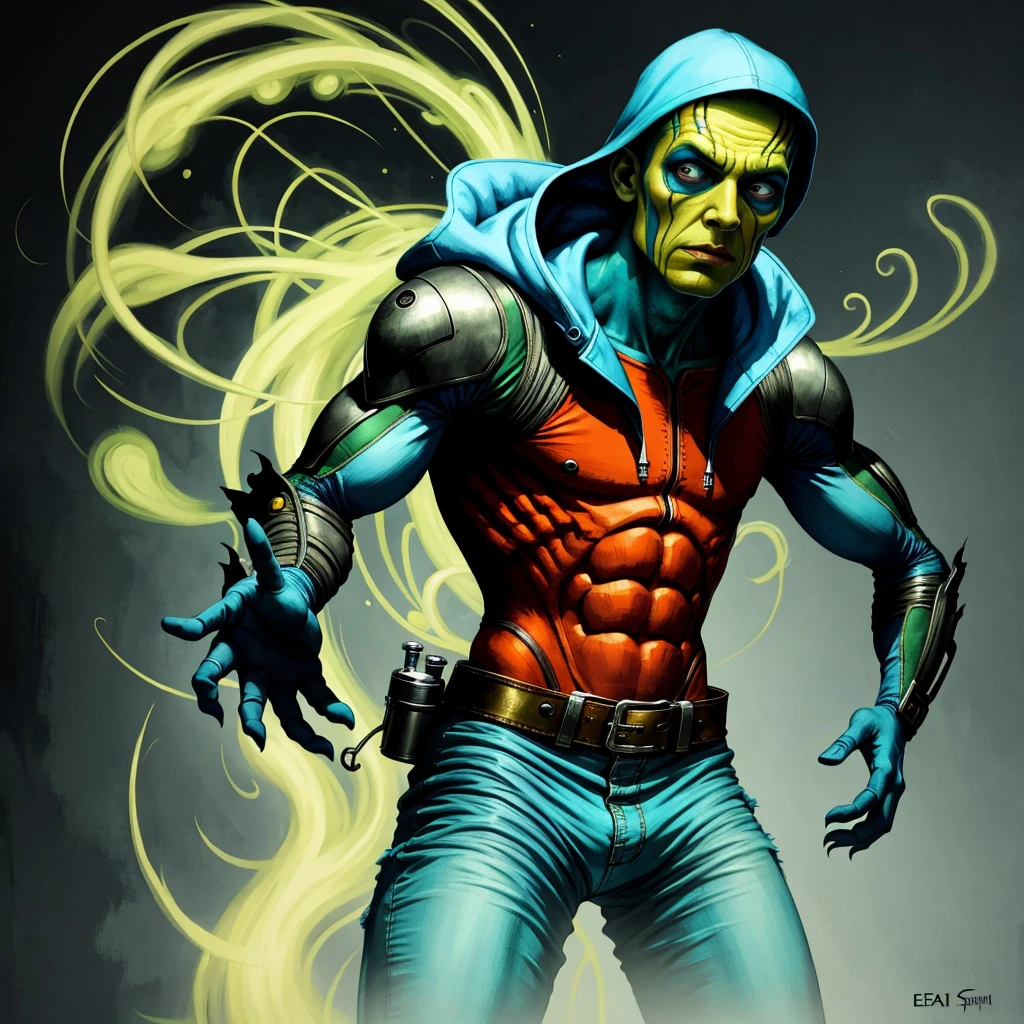 Tinfoil mutant character blending the distinct artistic techniques of Esao Andrews