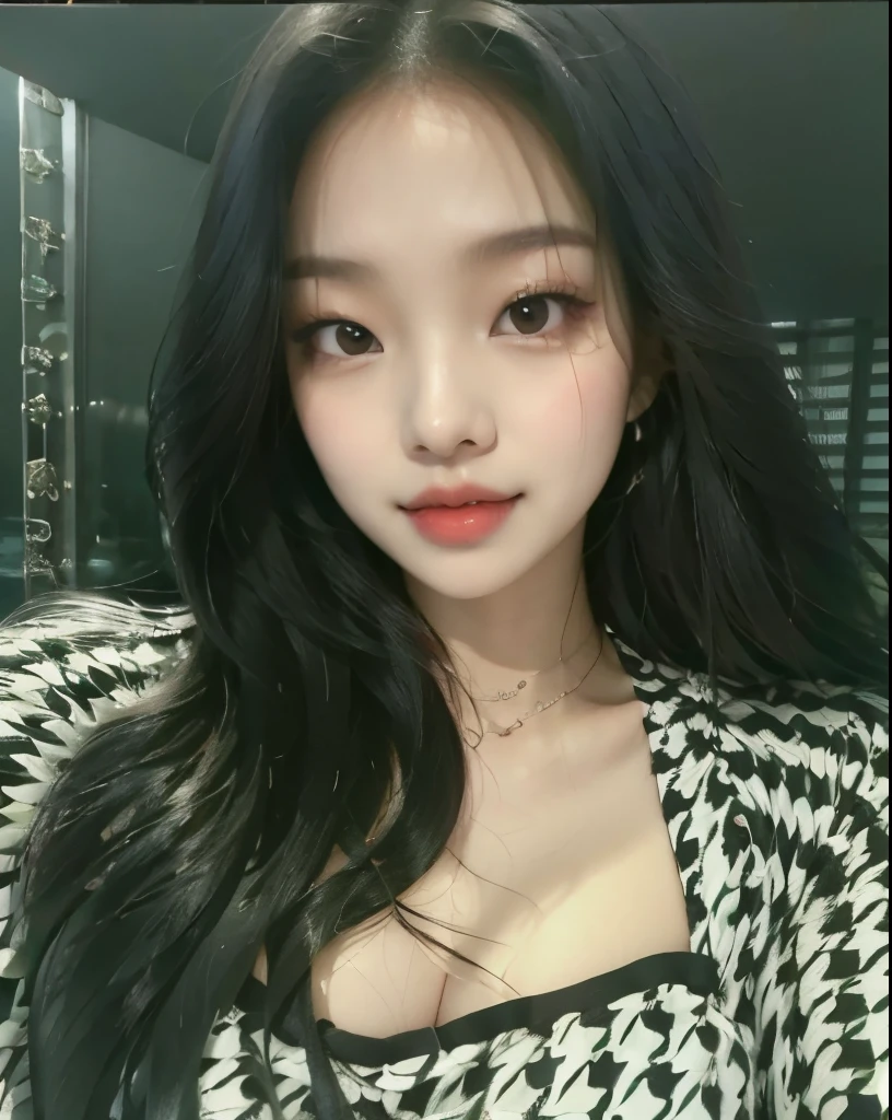 Asian woman araffed with long black hair and a black and white top, jennie blackpink, jossi do blackpink, Parque Roseanne do Blackpink, Retrato de Jossi de Blackpink, Jaeyeon Nam, Heonhwa Choe, Jinyoung Canela, tzuyu from twice, wan adorable korean face, Parque Ji-min, Korean Idol, ulzzang