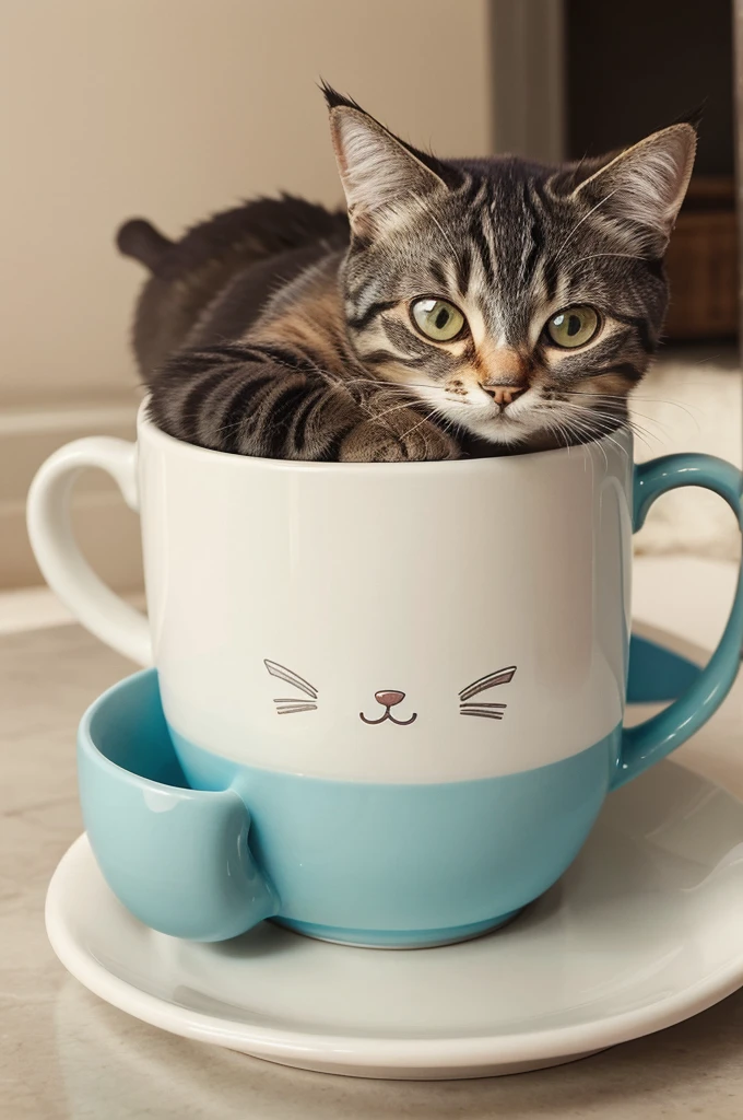 Sure, here is a prompt you can use to create similar cute cat illustrations:
"Create an adorable cartoon-style cat illustration. The cat should be wrapped in a cozy blanket, with its eyes closed and a content smile on its face. It should be holding a cup of hot beverage, with steam rising from the cup. The cat should have a striped tail and small paws with visible paw pads. The overall style should be cute and heartwarming, with soft colors and a peaceful atmosphere. The background should be simple, keeping the focus on the cat."
