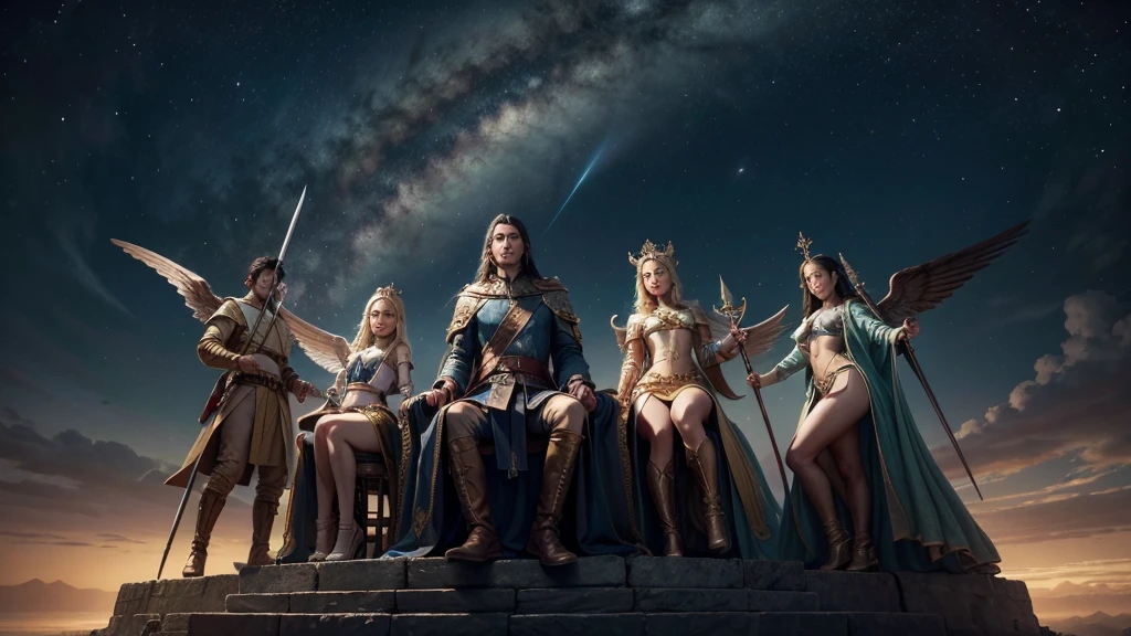 kingdoms of heaven, High in the sky, tips, spears and angels flying