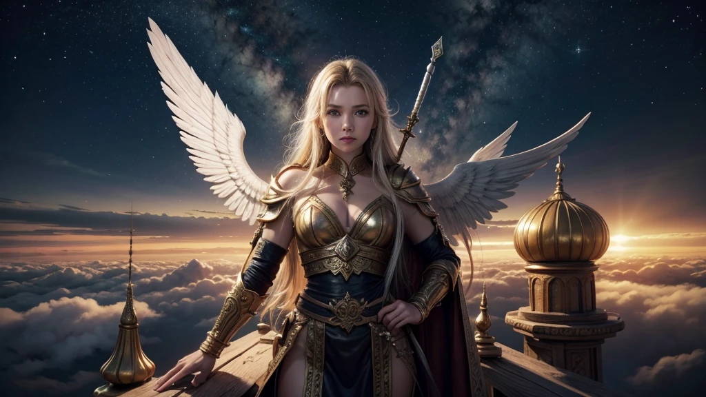 kingdoms of heaven, High in the sky, tips, spears and angels flying