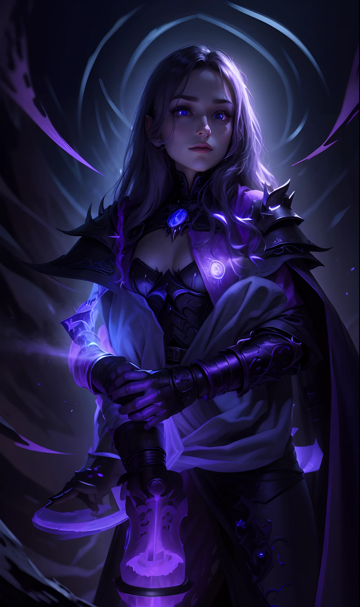 Lich King, bright purple eyes, profile picture, pixel