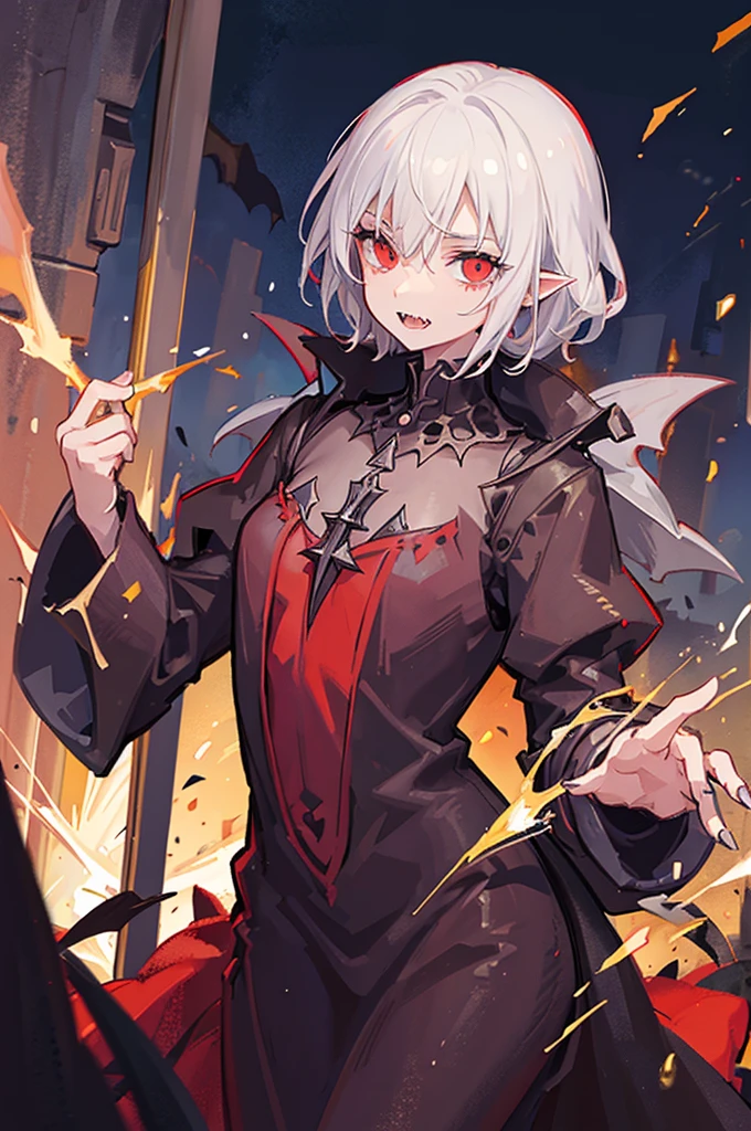(good quality) medieval ages, nosferatu, little boy, sharp teeth, monstrous face, alone, nighttime