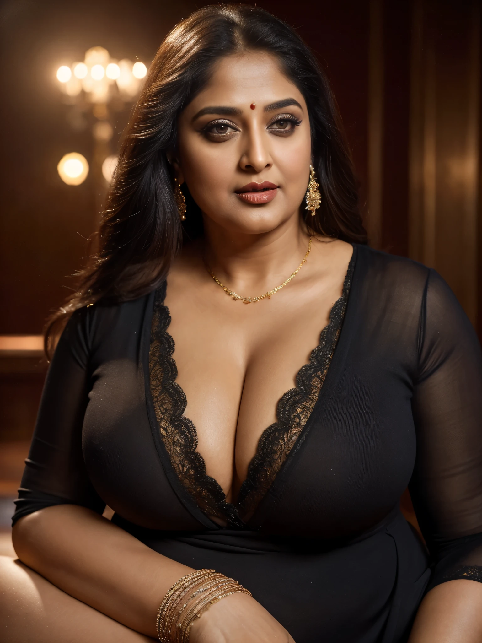 50yo mature MILF Anushka Shetty,((best quality)), ((masterpiece)), ((realistic)), eye kajal, mascara, red lips, sensual Beauty, mommy,  full figured mommy, provoking body, extreme sweat, sweat soaked skin, slight stretch marks, alluring figure,  bulging figure, thick charming lady, curvy, thick navel, full figured woman, eye kajal, massive breast, full body, styled hair, pierced eyes, female face,royal aura, trend on artstation , sharp focus, studio photo, intricate detail, very detailed, detailed eye, illustration, very detailed, sharp focus, digital render, professional, 4k