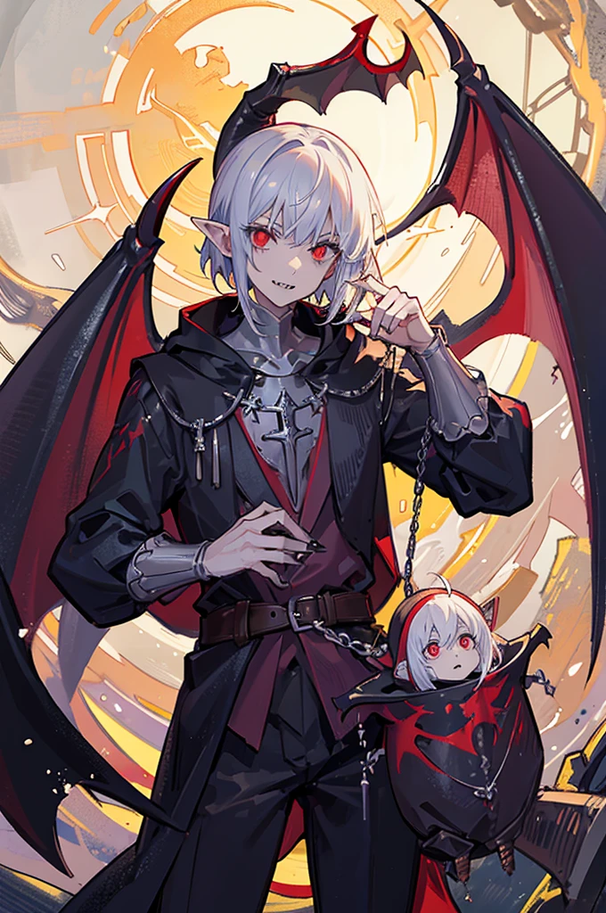 (good image quality) medieval ages, nosferatu, little boy, sharp teeth, monstrous face, alone, nighttime