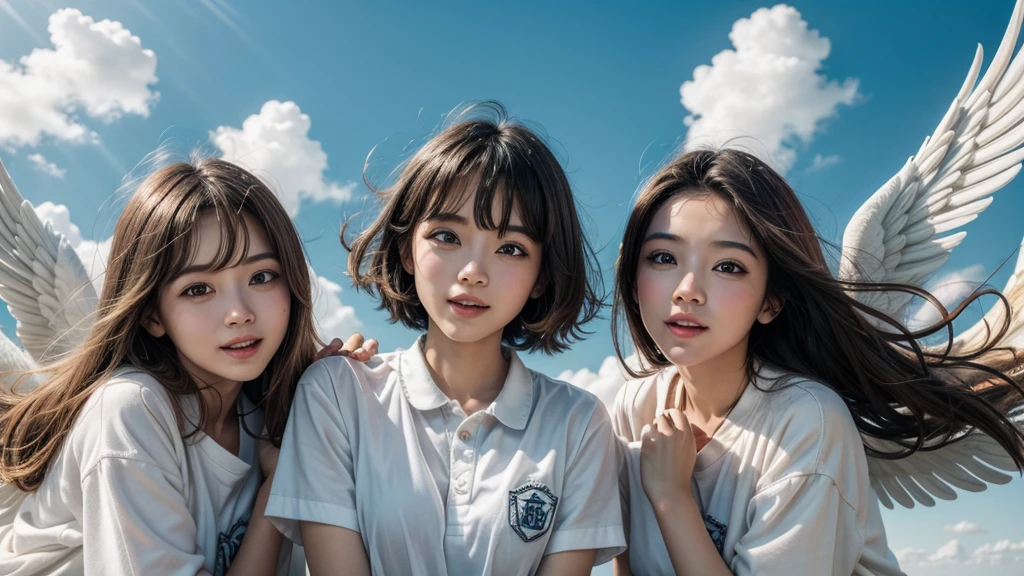 angels flying high in the sky