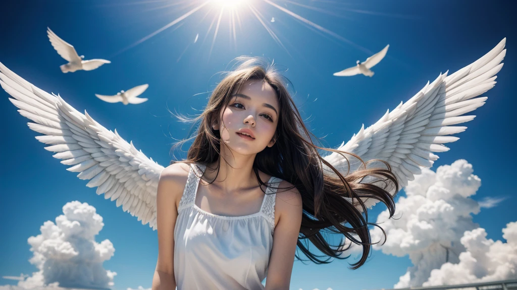 angels flying high in the sky
