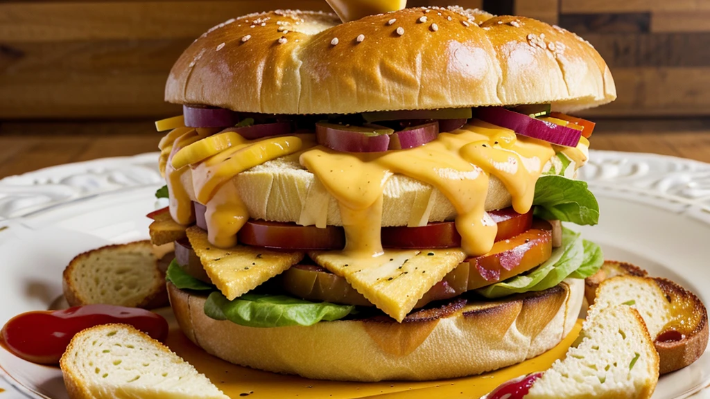 Classic blend Brioche bread Cheddar cheese Lettuce Tomato Red onion Pickles Mayonnaise and ketchup sauce