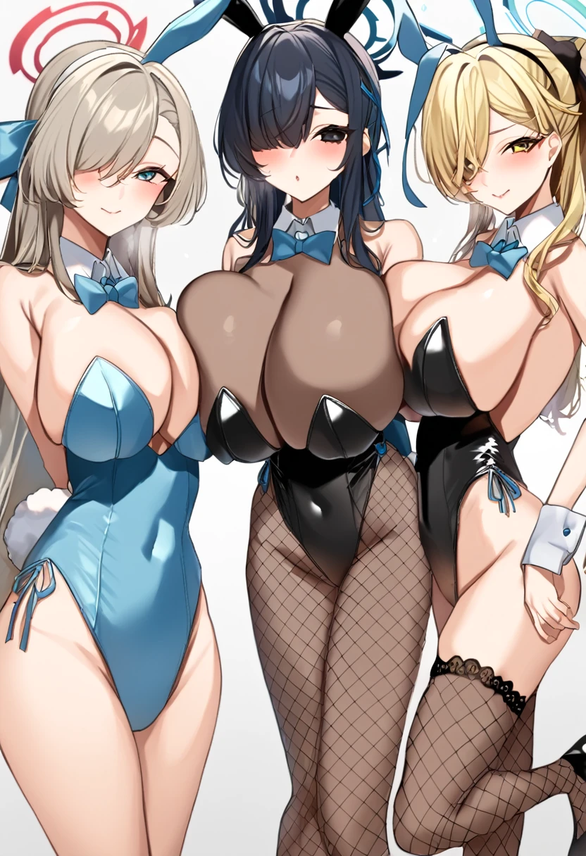 ((4girls))、bunny girl、white rabbit ears、wrist cuffs、black leotard、sagging breast、(milf、Mature Woman:1.3)、Black fishnet stockings、garter belt、blue_archive、{{{Karin the Horned Shield、black skin、Yellow Eyes、Black Hair、long hair、Black bunny suit}}}、{{{Ichinose Asuna、Blonde、long hair、hair over one eye、Light blue bunny suit}}}、{{{Ganyu Ako、Light blue hair、Short Hair、Light blue eyes、Light blue bunny suit}}}、{{{Hasumi Hakawa、Black Hair、long hair、Black Eyes、White bunny suit}}}、Halo、casino、casino、casinoテーブル、Black high heels
