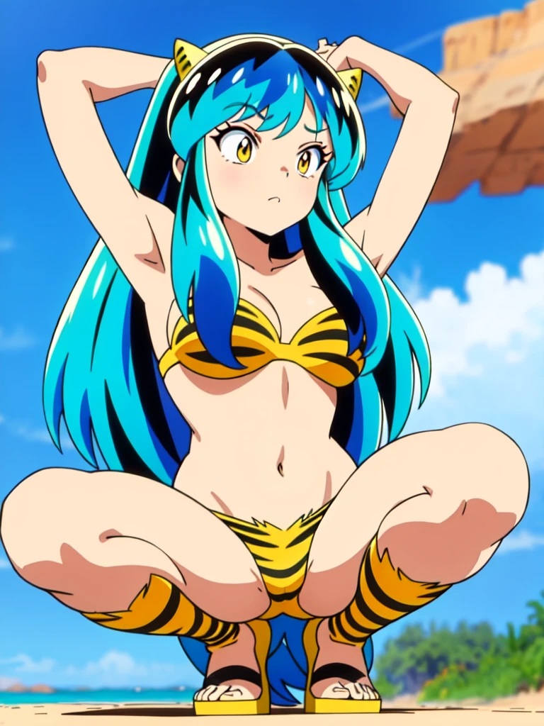 lum,bikini,Animated facial expressions,squat with legs apart