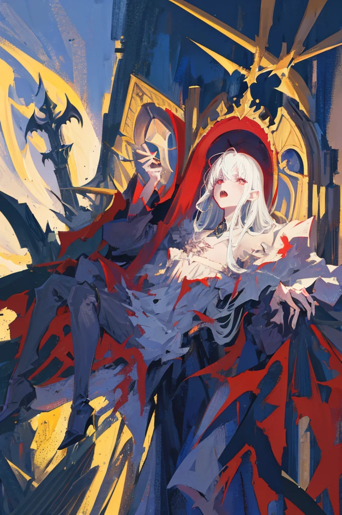 (good image quality) medieval ages, nosferatu, little boy, sharp teeth, monstrous face, alone, nighttime