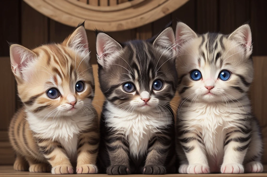((best quality)), ((masterpiece)), (detailed),cute kawaii baby kittens of different colors, big eyes
