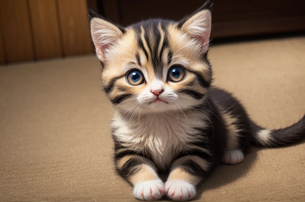 ((best quality)), ((masterpiece)), (detailed),cute kawaii baby kittens of different colors, big eyes