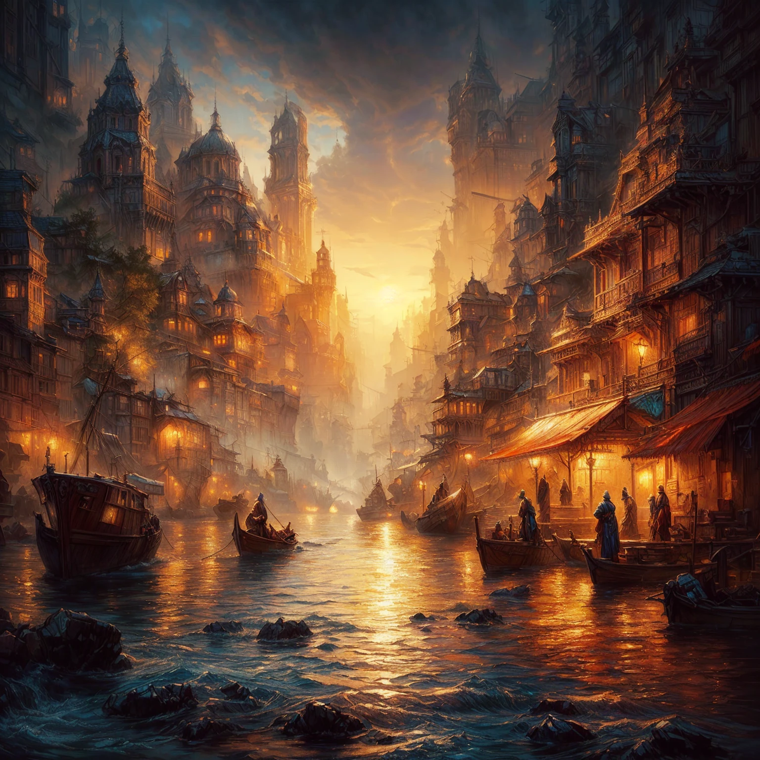 a painting of a cave with a waterfall and a bridge, highly detailed fantasy art, detailed fantasy digital art, beautiful fantasy cave scene, Fantasy art realistic painting, detailed fantasy art, fantasy art landscape, impressive fantasy landscape, breathtaking fantasy art, Wide Angle Fantasy Art, detailed matte fantasy painting, symmetrical epic fantasy art, Fantasy Painting HD, beautiful fantasy painting