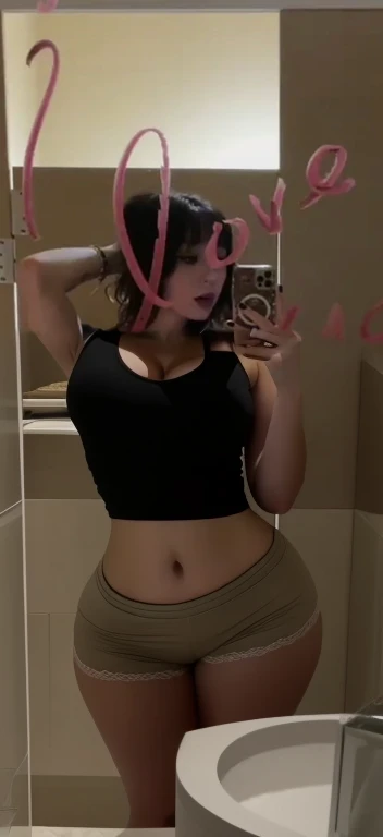 arafed woman taking a selfie in a mirror with a camera, her belly button is exposed, charli xcx, mirror selfie, tinyest midriff ever, wearing a sexy cropped top, physical : tinyest midriff ever, low quality video, belly button showing, 2 4 year old female model, thin waist, wearing a cropped black tank top, Big tits, huge tits, no clothes, sexy, cute, wide hips, thick thighs, pear-shaped body, minimal clothes, thick, bbw, chubby stomach, thick nipples, nipple piercings, large areola, hard nipples, piercing through shirt, nipples hard through shirt, busty, major cleavage, naked, ripping through top, spilling over sides, bra too tight, giant , dominatrix, dominatrix clothes, brunette, belly button, less clothes, upper body zoom