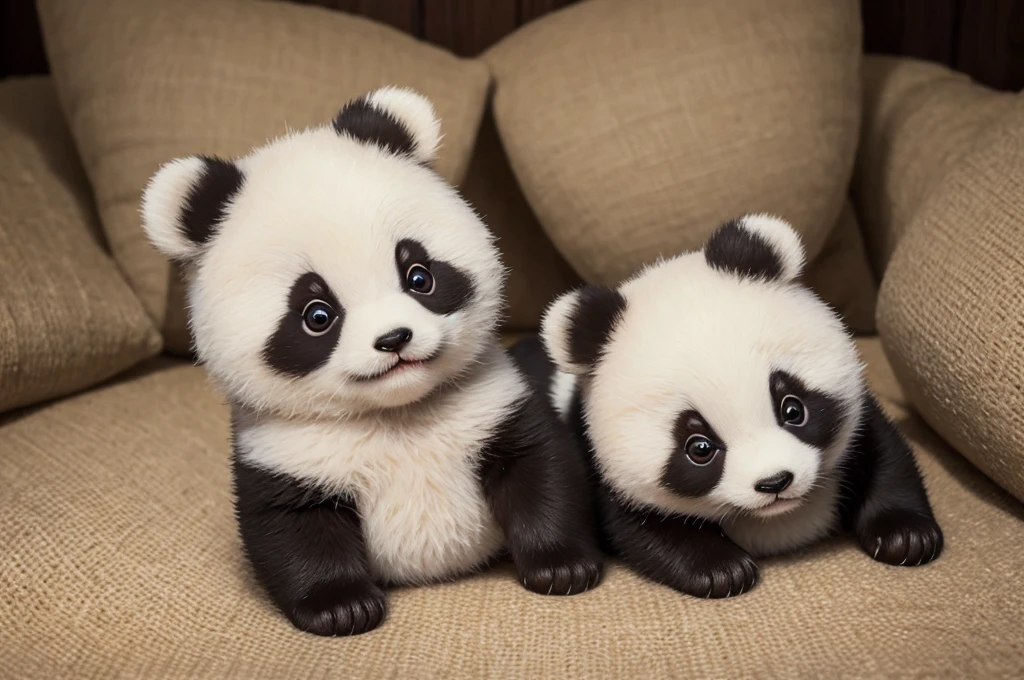 ((best quality)), ((masterpiece)), (detailed),cute kawaii pandas, big eyes