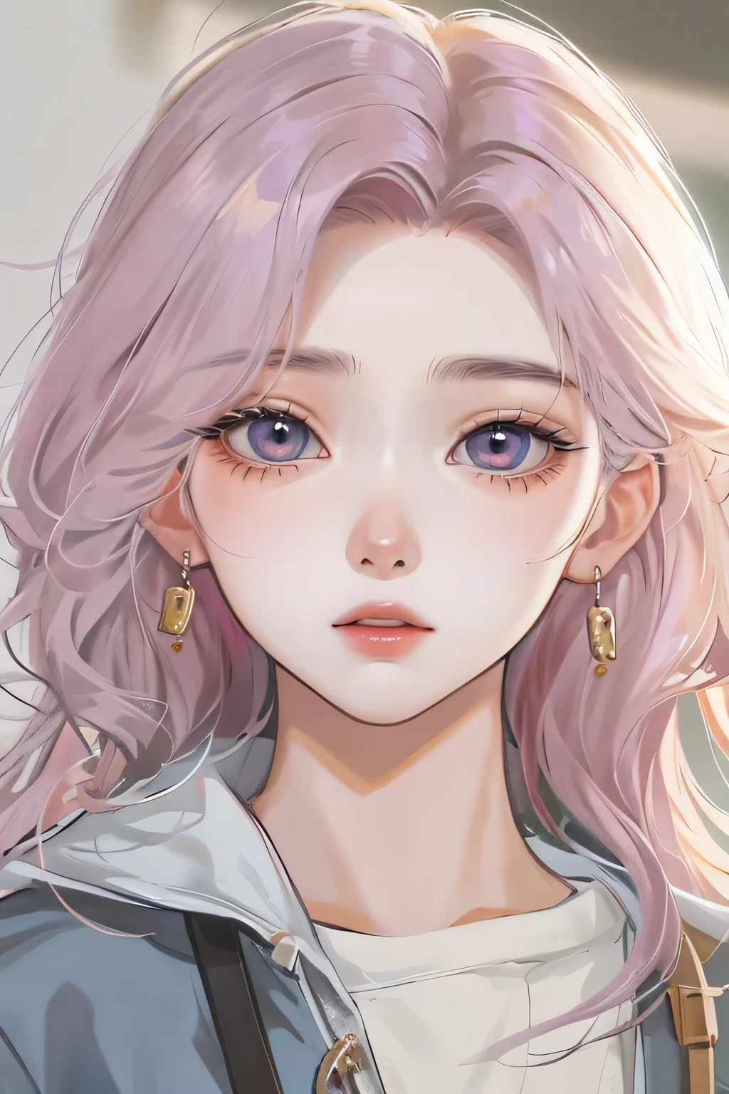absurdity, masterpiece, Best quality, light colors, Korean webtoon girl with a pretty face , beautiful hair , drama character, anime eyes, semi-casual wear, фон masterpieceа, detailed background