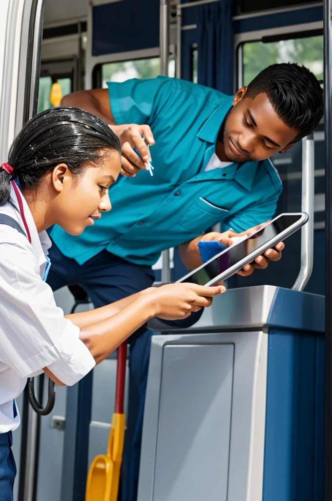 Bus washing supervisor with a tablet