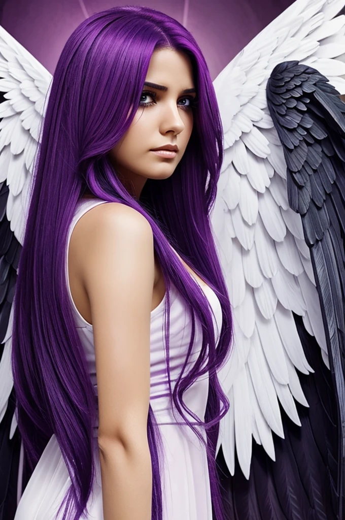 angel of death, tears, sadness, wings , purple hair